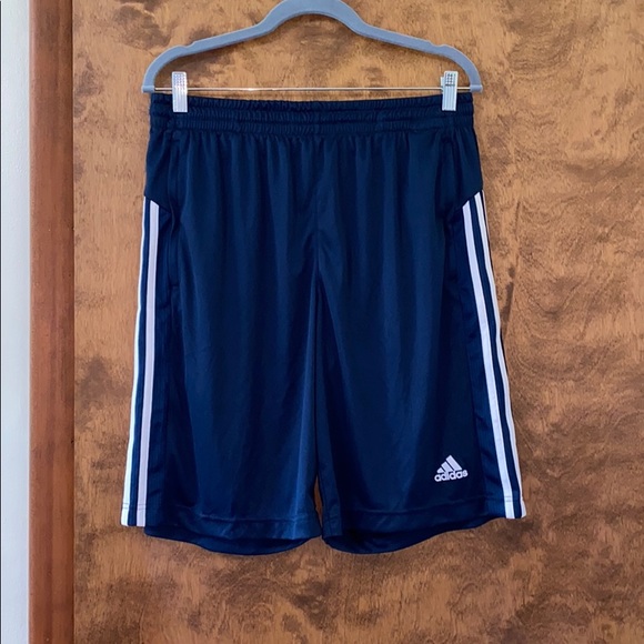 Adidas Blue Three Strip Logo Men Active Shorts - Picture 5 of 8